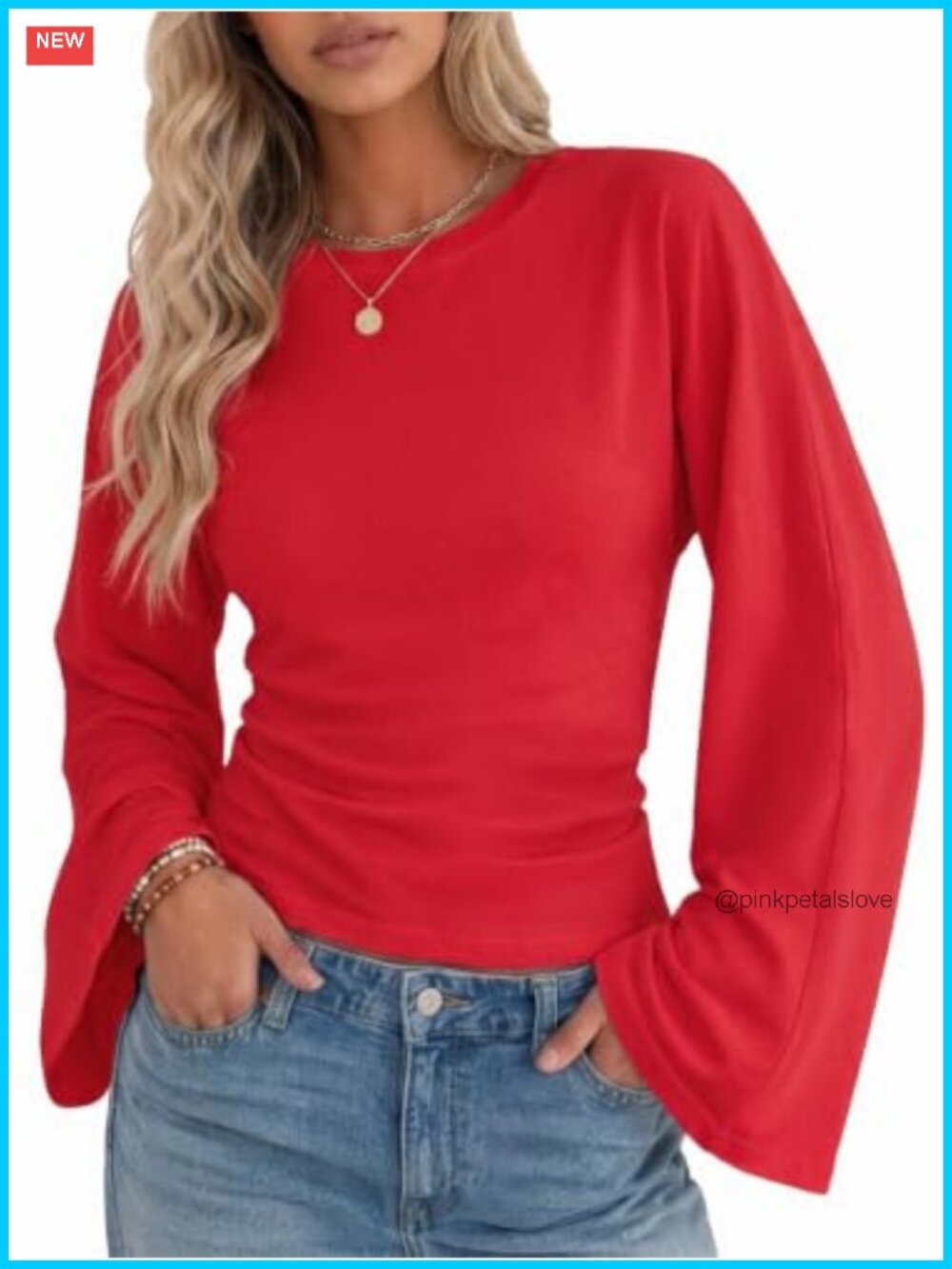 Womens Long Bell Sleeve Cinched Waist Y2K Going Out Top